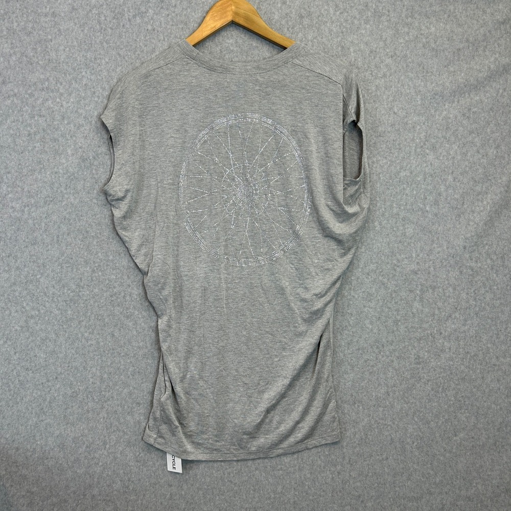 SoulCycle Tunic Top Shirt Gray Rhinestone Spin Wheel Sleeveless Size Medium NWT